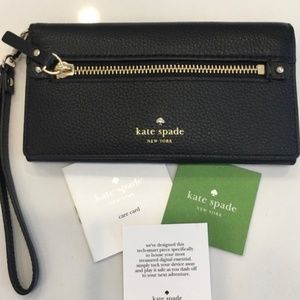 NWT Kate Spade Cobble Hill Rae Black Leather Wristlet Wallet